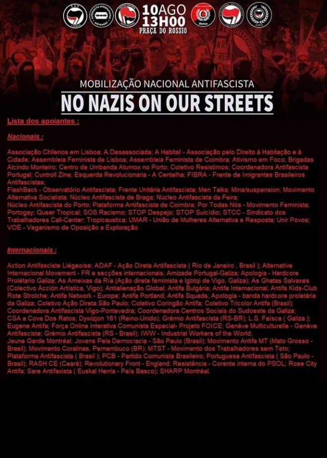 No Nazis in our Streets Organizações Apoiantes